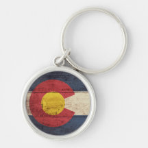 Old Wooden Colorado Flag Keychain