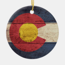 Old Wooden Colorado Flag Ornaments