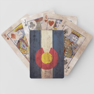 Old Wooden Colorado Flag Playing Cards