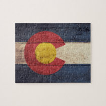 Old Wooden Colorado Flag Puzzle