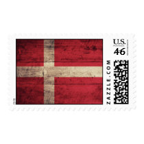 Old Wooden Denmark Flag Postage Stamps