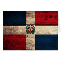 Old Wooden Dominican Republic Flag Cards