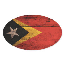 Old Wooden East Timor Flag Oval Stickers