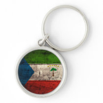 Old Wooden Equatorial Guinea Flag Keychains