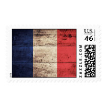 Old Wooden France Flag Postage Stamps