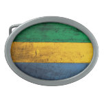 Old Wooden Gabon Flag Belt Buckles