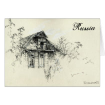 Old Wooden House in Russia card by Linandara Old Wooden House in Russia card