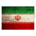 Old Wooden Iran Flag Greeting Card