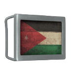 Old Wooden Jordan Flag Rectangular Belt Buckle