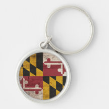 Old Wooden Maryland Flag Keychain