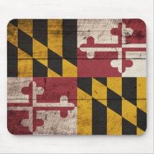 Old Wooden Maryland Flag Mousepads