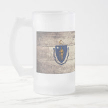 Old Wooden Massachusetts Flag; Mugs