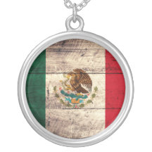 Old Wooden Mexico Flag Custom Jewelry