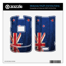 Old Wooden New Zealand Flag; Skins For Motorola RAZR