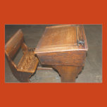 desk, chair, wood, english, antique, inkwell, lid,