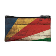 Old Wooden Seychelles Flag Cosmetic Bags