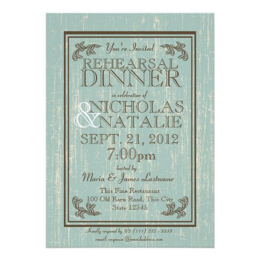 Old Wooden Sign 5 x 7 Rehearsal Dinner Personalized Invitations