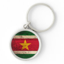 Old Wooden Suriname Flag Keychains