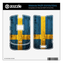 Old Wooden Sweden Flag Skins For Motorola RAZR