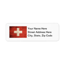Old Wooden Swiss Flag Custom Return Address Labels