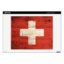Old Wooden Switzerland Flag 14" Laptop Decals