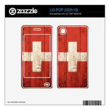 Old Wooden Switzerland Flag Decal For The LG POP