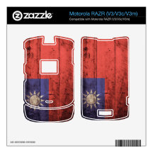 Old Wooden Taiwan Flag Decal For Motorola RAZR