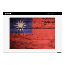 Old Wooden Taiwan Flag Skins For Laptops
