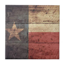 Old Wooden Texas Flag; Tile