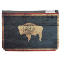 Old Wooden Wyoming Flag Kindle Keyboard Covers