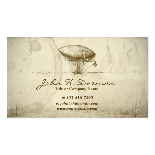 Old World Balloon Business Card Template (front side)