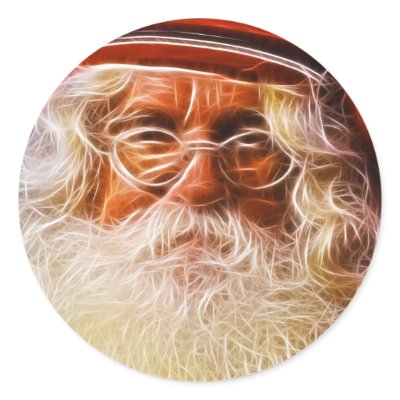Old World Father Christmas Santa Claus Portrait Round Stickers by KahunaLuna