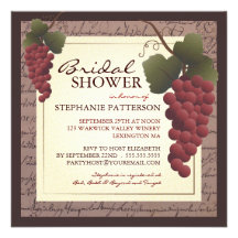 Old World Grapevine Wine Bridal Shower Invitation