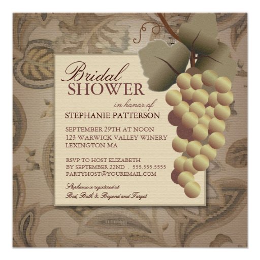 Old World Grapevine Wine Bridal Shower Invitation