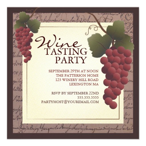 Old World Grapevine Wine Tasting Party Invitation (front side)