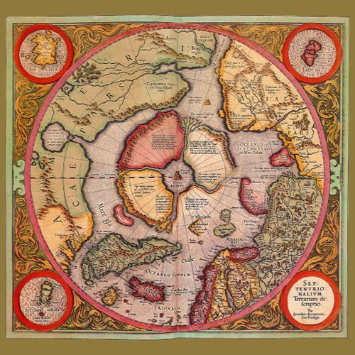 World Map Arctic. Old World Map, 1595 invitation