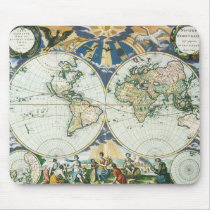 Old World Map, 1666 mousepads by YesterdayCafe Old World Map, 1666 mousepads