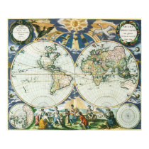 Old World Map, 1666 posters by YesterdayCafe Old World Map, 1666 posters