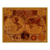 OLD WORLD MAP Art Poster posters