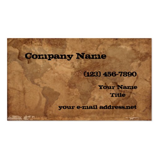 Old World Map Business Card Template (front side)