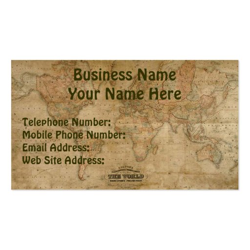 OLD WORLD MAP Business & Profile Cards Business Cards (front side)