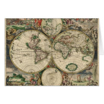 Old world map greeting card