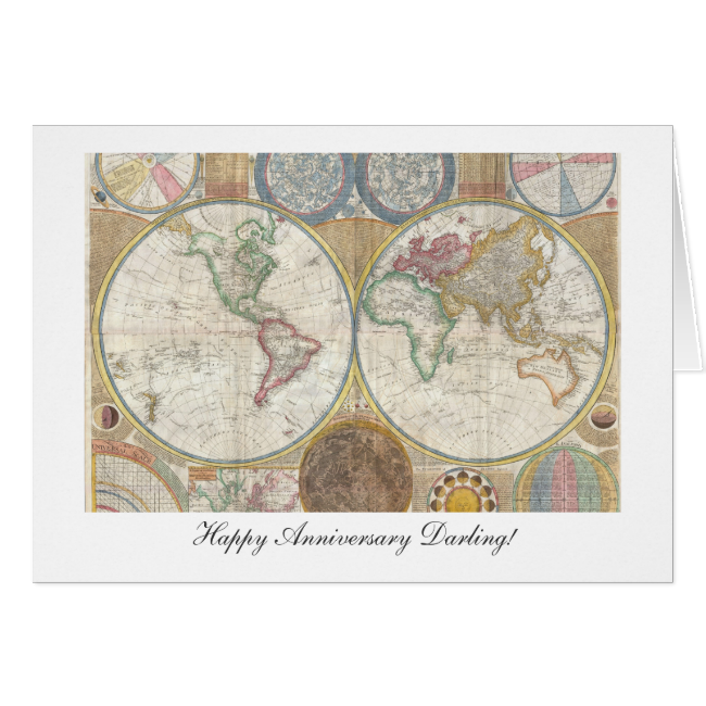 Old World Map from 1794 - Happy Anniversary Greeting Card