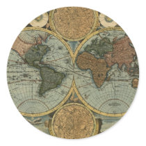 Old World Map Gifts Round Stickers