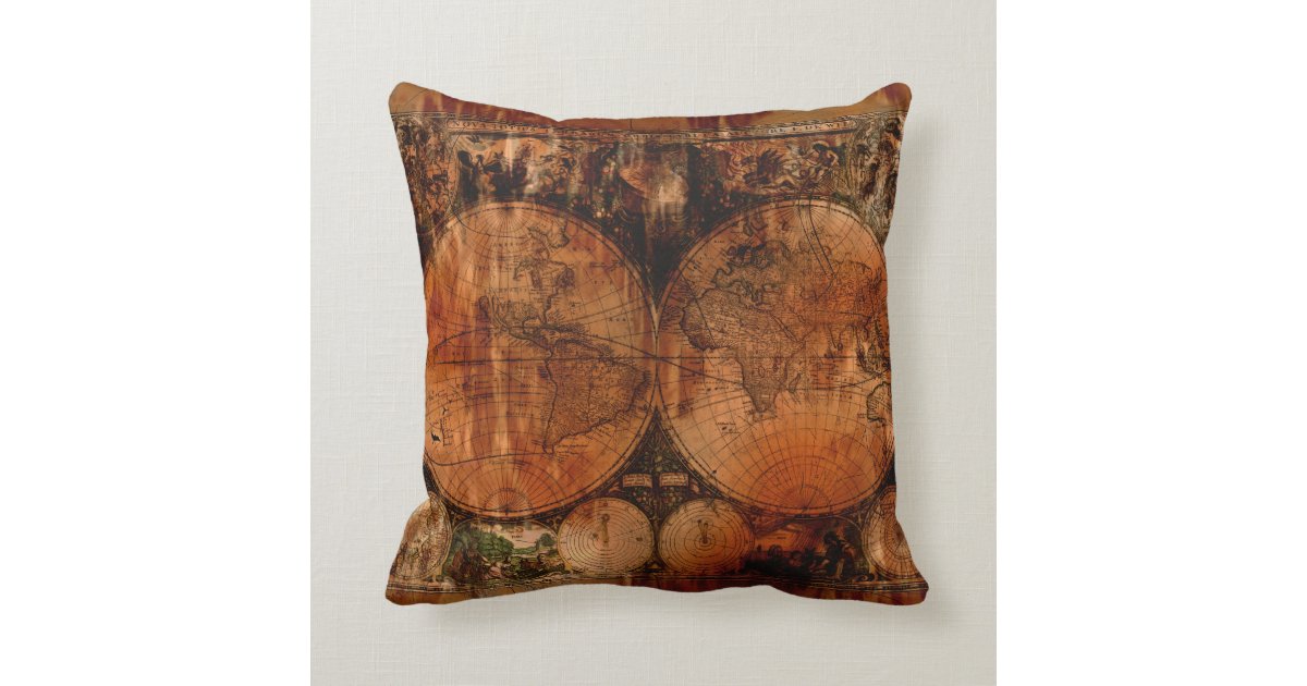 Old World Map Grunge Decor Cushion Throw Pillow Zazzle