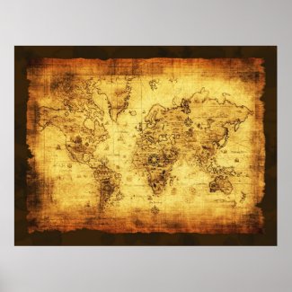 Vintage World  on Poster By Lordoftherings Antique 1660 World Map By Frederick De Wit