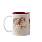 twotone_mug - Victorian Santa Claus with little cherub baby. Rich in detail and history. Santa has flowing beard and dark red hat with holly trim.: Sizes  Available colors: maroon