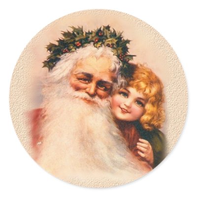 Old World Santa and Child Stickers by Memory_Lane