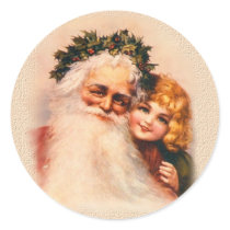 Old World Santa and Child stickers