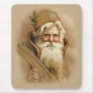 standard_mousepad - Victorian Santa Claus in brown tones. Rich in detail and history. Santa has flowing white beard, brown clothing and hat with holly trim.: Sizes 